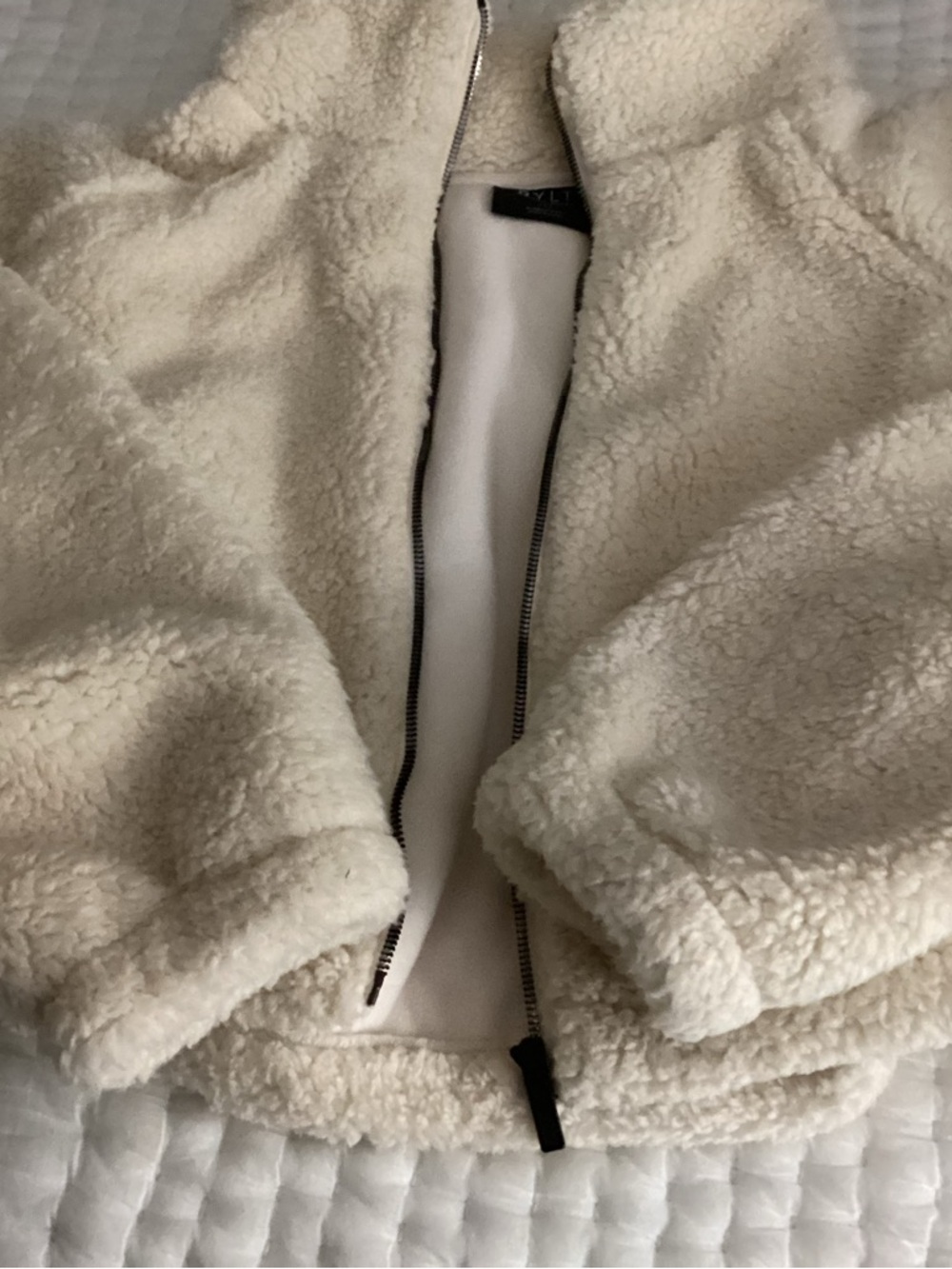 BYLT Basics Off-White Sherpa Zip Jacket